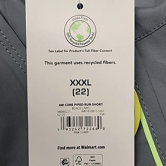 NWT Athletic Works Women's Pull-On Core Piped Run Shorts Size XXXL 22 Green - Picture 5 of 12